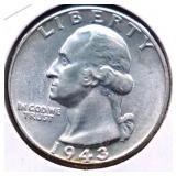1943 CHOICE BU WASHINGTON QUARTER
