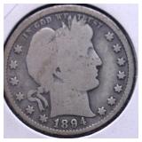 1894 BARBER QUARTER G