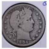 1904 O BARBER QUARTER VG