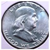 1963 CHOICE BU FRANKLIN HALF DOLLAR