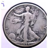 1935 D WALKING HALF DOLLAR VF