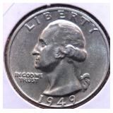 1949 D WASHINGTON QUARTER CHOICE BU