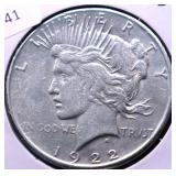 1922 S PEACE DOLLAR VF