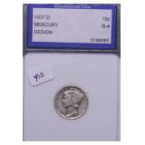 1937 D IGS G4 MERCURY DIME
