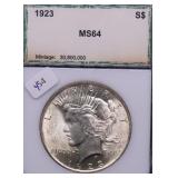 1923 PCI MS64 PEACE DOLLAR