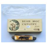 BEAR MGC TWO BLADE TRAPPER BONE HANDLE FACTORY EDG
