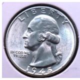1945 CHOICE BU WASHINGTON QUARTER