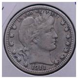 1911 BARBER QUARTER VF