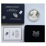 2013 PROOF SILVER EAGLE W BOX PAPERS