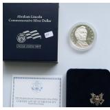 PROOF LINCOLN SILVER DOLLAR W BOX PAPERS