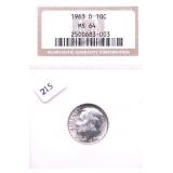 1963 D NGC MS64 ROOSEVELT DIME