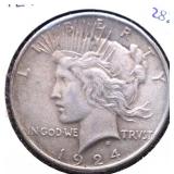 1924 PEACE DOLLAR VF