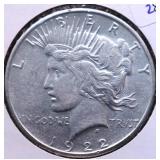 1922 S PEACE DOLLAR VF