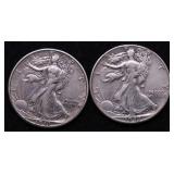 TWO WALKING HALF DOLLARS