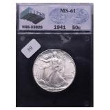 1941 NGS MS61 WALKING HALF DOLLAR