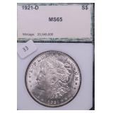 1921 D PCI MS 65 MORGAN DOLLAR