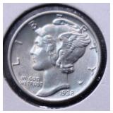 1938 MERCURY DIME CHOICE BU