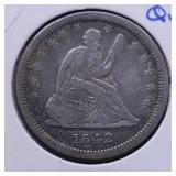 1842 O SEATED QUARTER XF