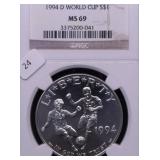 1994 D NGC MS69 WORLD CUP SILVER DOLLAR