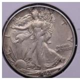 1941 D WALKING HALF DOLLAR AU