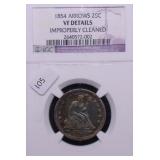 1854 NGC VF DETAILS SEATED QUARTER