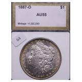 1887 O PCI AU 55 MORGAN DOLLAR