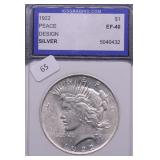 1922 IGS XF40 PEACE DOLLAR