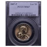 2007 P PCGS MS67 SACAGAWEA DOLLAR