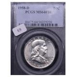 1958 D PCGS MS64FBL FRANKLIN HALF DOLLAR