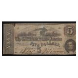 1864 5 DOLLAR CONFEDERATE NOTE VF