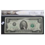 RCGS MS64 PQ TWO DOLLAR FEDERAL RESERVE NOTE