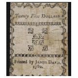 1789 CONTENTENNIAL CURRENCY NOTE 25 $ VF