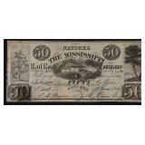 1839 MISSISSIPPI 50 $ REMAINDER NOTE VF