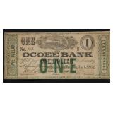 1862 OCOEE BANK 1 $ REMAINDER NOTE VF