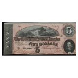 1864 5 $ CONFEDERATE NOTE VF