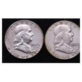 TWO FRANKLIN HALF DOLLARS