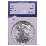 1922 IGS MS 63 PEACE DOLLAR