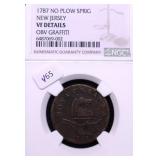 1787 NEW JERSEY COLONIAL CENT NGC VF DETAILS