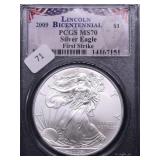 2009 PCGS MS70 SILVER EAGLE