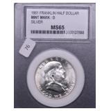 1961 D PCC MS65 FRANKLIN HALF DOLLAR