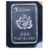 1 GRAM .999 SILVER BAR 1 GRAM .999 SILVER BAR