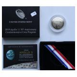 APOLLO 11 HALF DOLLAR W BOX PAPERS APOLLO 11 HALF DOLLAR W BOX PAPERS