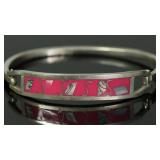 STERLING SILVER BRACELET W/ PINK INLAY STERLING SILVER BRACELET W/ PINK INLAY
