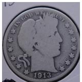 1913 BARBER HALF DOLLAR G 1913 BARBER HALF DOLLAR G