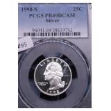 1998 S PCGS PF69DC SILVER QUARTER 1998 S PCGS PF69DC SILVER QUARTER