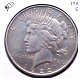1922 D PEACE DOLLAR VF 1922 D PEACE DOLLAR VF