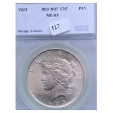 1923 MINT ERROR REVERSE ROTAION MS63 PEACE DOLLAR 1923 MINT ERROR REVERSE ROTAION MS63 PEACE DOLLAR