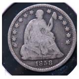1858 HALF DIME VG 1858 HALF DIME VG