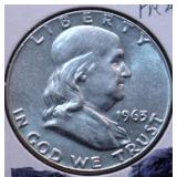 1963 FRANKLIN HALF DOLLAR CH BU 1963 FRANKLIN HALF DOLLAR CH BU