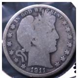 1911 BARBER HALF DOLLAR G 1911 BARBER HALF DOLLAR G